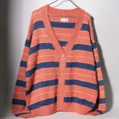 新品/未開封/タグ付き）シャギー カーディガン オレンジ ボーダー