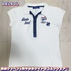 DELSOL デルソル マリン刺繍 半袖 ポロシャツ ゴルフウェア M