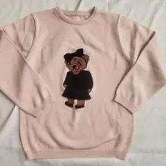 ベビーピンク クマ刺繍 セーター キッズ用