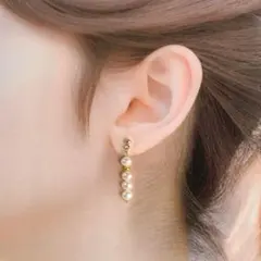 ♥️淡水パールのシンプルスティックピアス♪　ハンドメイド