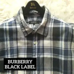 美品☆BURBERRY BLACK LABEL 長袖シャツ ロゴ刺繍 サイズ3