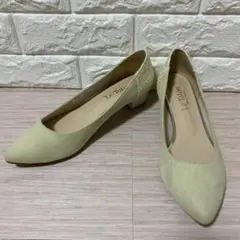 美品♪Le Talon スエード ツイード 切り返し パンプス グリーン 25㎝