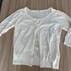 CACHER 透かし編み カーディガン 長袖 クリーム色
