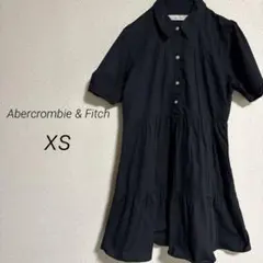 9-399【アバクロ】ティアードシャツワンピース　ブラック　XSのサムネイル