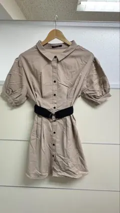 one way ベージュ シャツワンピース 半袖