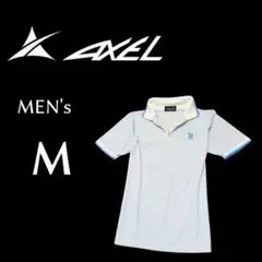メンズMサイズ AXEL つるや 半袖シャツ　白×青
