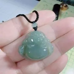 R2-02749天然本翡翠《本物保証》藍水仏様ペンダント ネックレス