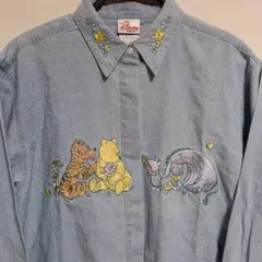 フラワー Disney くまのプーさん 刺繍 長袖 シャツのサムネイル