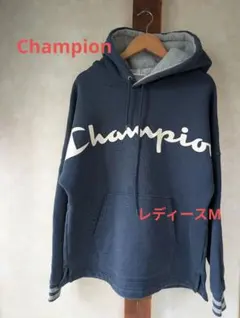 【Champion】レディースフード パーカー ネイビー サイズM 厚手