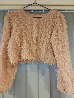 淡いピンク フリース風カーディガン