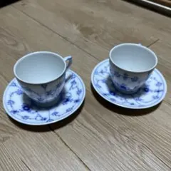 ブルーフルーテッド プレイン カップ&ソーサー ペア