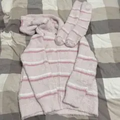 ジェラピケ　福袋　2025 フード付きルームウェア ピンクストライプ　靴下