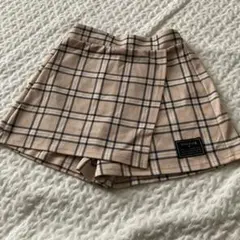 チェック柄 ショートパンツ ベージュ　キュロット