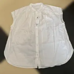 GU リネンブレンドギャザーブラウス