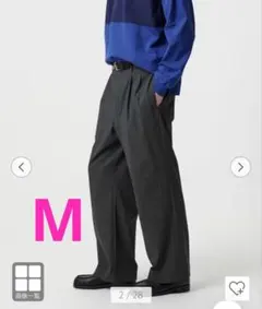 BEAUTY&YOUTH ピンストライプ グレー ワイド スラックス M タグ有のサムネイル