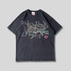 Tシャツ プリント 半袖 ブラック ロンドン 路線図