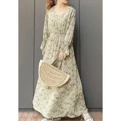 新品　フラワー柄　ロングワンピース