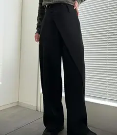 solleimブラックラップスタイルパンツ