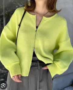 チャオパニック スポンディッシュダブルジップニットカーディガン イエロー