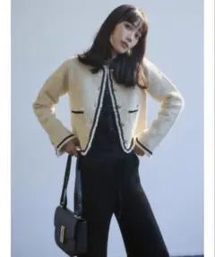 ♡anuans クラシカルノーカラーニットジャケット♡のサムネイル