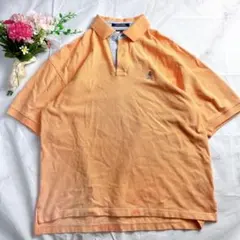 トミーヒルフィガー ポロシャツ L オレンジ 鹿の子 刺繍ロゴ 訳あり 90s