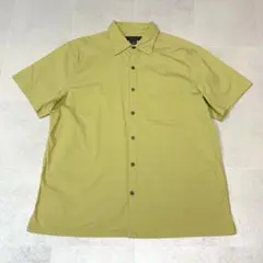 バナナリパブリック　半袖シャツ　ソリッドシャツ　コットン　ストレッチ　黄緑色　Lのサムネイル