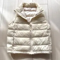 ユニクロ キッズ ウォームパデッドベスト 110cm オフホワイト 中綿