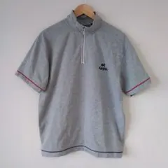 ★【古着】Kaepa(ケイパ)　カットソー　半袖　グレー　ハーフジップ