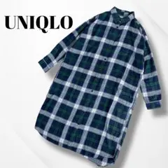 UNIQLO/ユニクロ/フランネルシャツワンピース/チェック柄/長袖/羽織