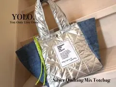 シルバーキルティングmixトート