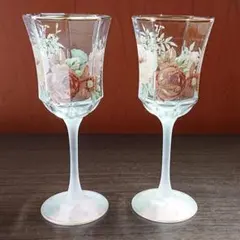 ワイングラス 花柄