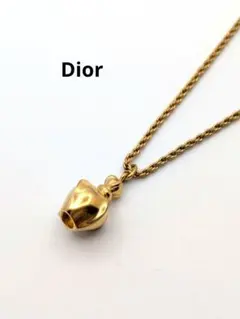 【Dior】香水ボトル風 立体チャーム ネックレス ゴールド　プワゾン