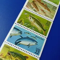 9522 外国切手 アメリカ USA 1987年 魚類 シリーズ 5連