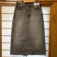 【新品】UNIQLO JEANS デニムパネルロングスカート05グレーW76