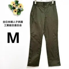 a3409 レディース　カジュアルパンツ　裏起毛　ウエストゴム入り　カーキ　M