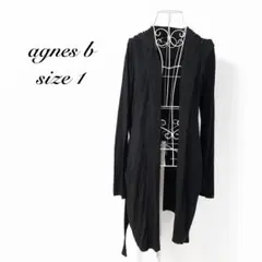 アニエスベー フード付き ロングカーディガン 黒 羽織り 体型カバー 美品
