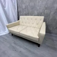 カリモク60 廃盤色 ホワイト アイボリー ロビーチェア2シーター