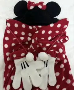 ディズニー　ミニーちゃん フード付きブランケット ポンチョ なりきり