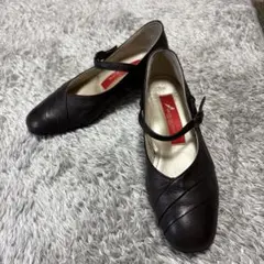 【美品】サロンドグレー 茶色 レザー メリージェーン ストラップ パンプス
