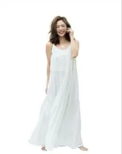 新品【Relax by calmere】ラウンジ ロングワンピース ホワイト
