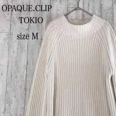 オペークドットクリップローゲージリブ ボトルネックニット/Mベージュ系