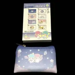 キキララ50周年記念　トレーディングフラットポーチ❣️リトルツインスターズ