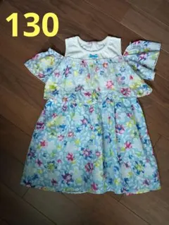 花柄オフショルダー半袖ワンピース 130cm