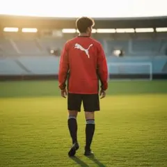 新品タグ付き‼️Puma 赤 長袖 ピステ・ウィンドブレーカー　サイズＯ