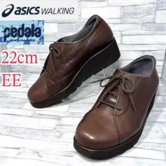 ✨美品✨アシックスウォーキング ペダラ レースアップ 本革 ブラウン22cmEE