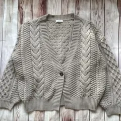 【F】niko and ... ベージュ ケーブルニットカーディガン