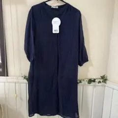 【新品】SHOO-LA-RUE ネイビー シフォン　シャツワンピース L