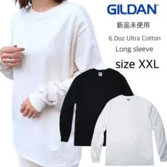 新品未使用 ギルダン 6.0oz ウルトラコットン ロンＴ 白 黒２枚 2XL