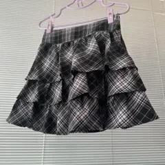 Y2K レイヤードチェック柄ミニスカートかわいいビジュアル系韓国ゴスパンク
