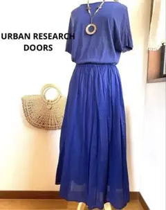 アーバンリサーチドアーズ　コットンボイル　ワンピース　ネイビー　ブルー　半袖